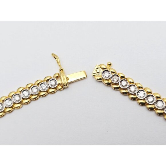 Unique 18K Solid Yellow Gold Designer Diamond Tennis Link Chain Necklace - 16" L - Picture 16 of 16